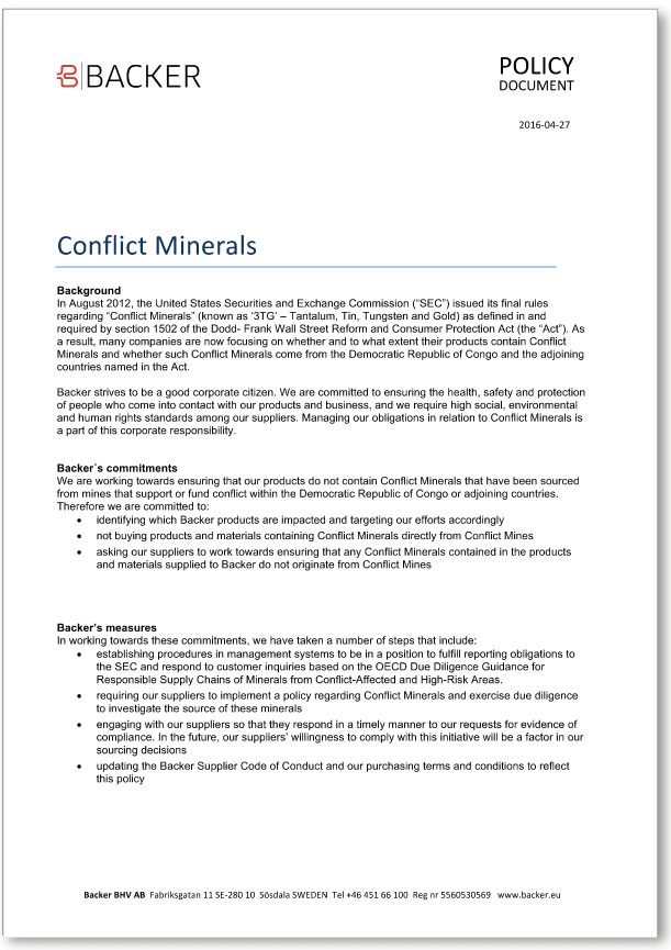 Conflict minerals